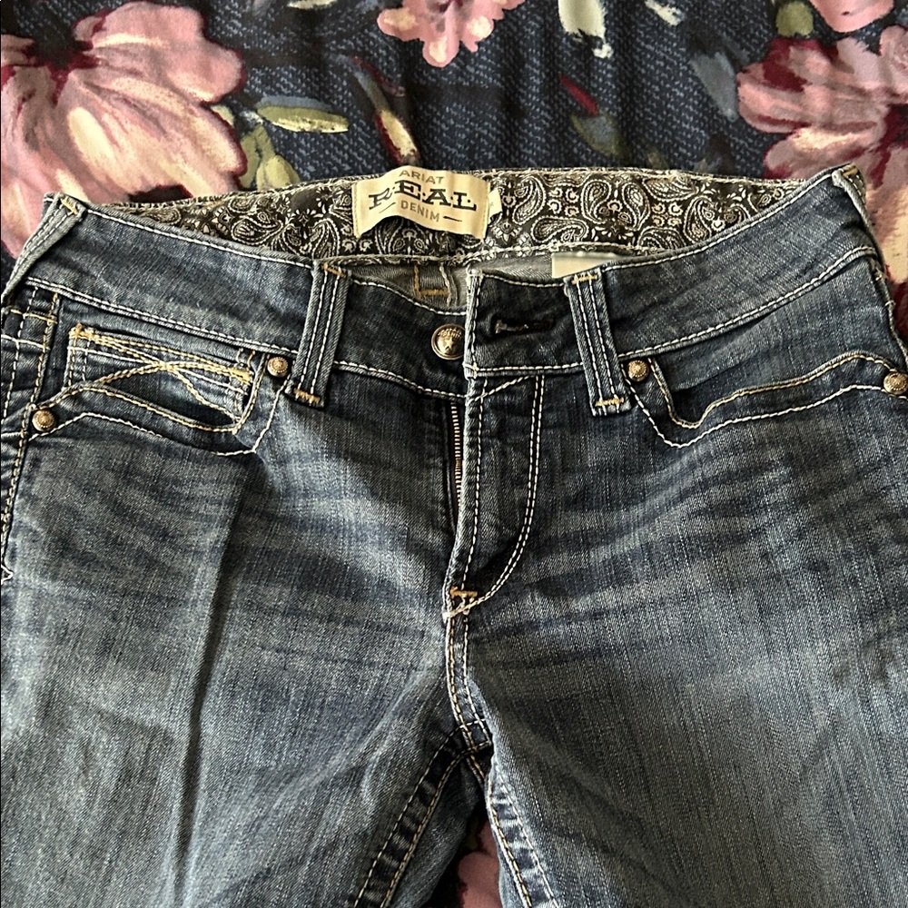 Ariat Women's Flare Jeans in Classic Blue - Picture 4 of 8